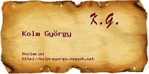 Kolm György névjegykártya
